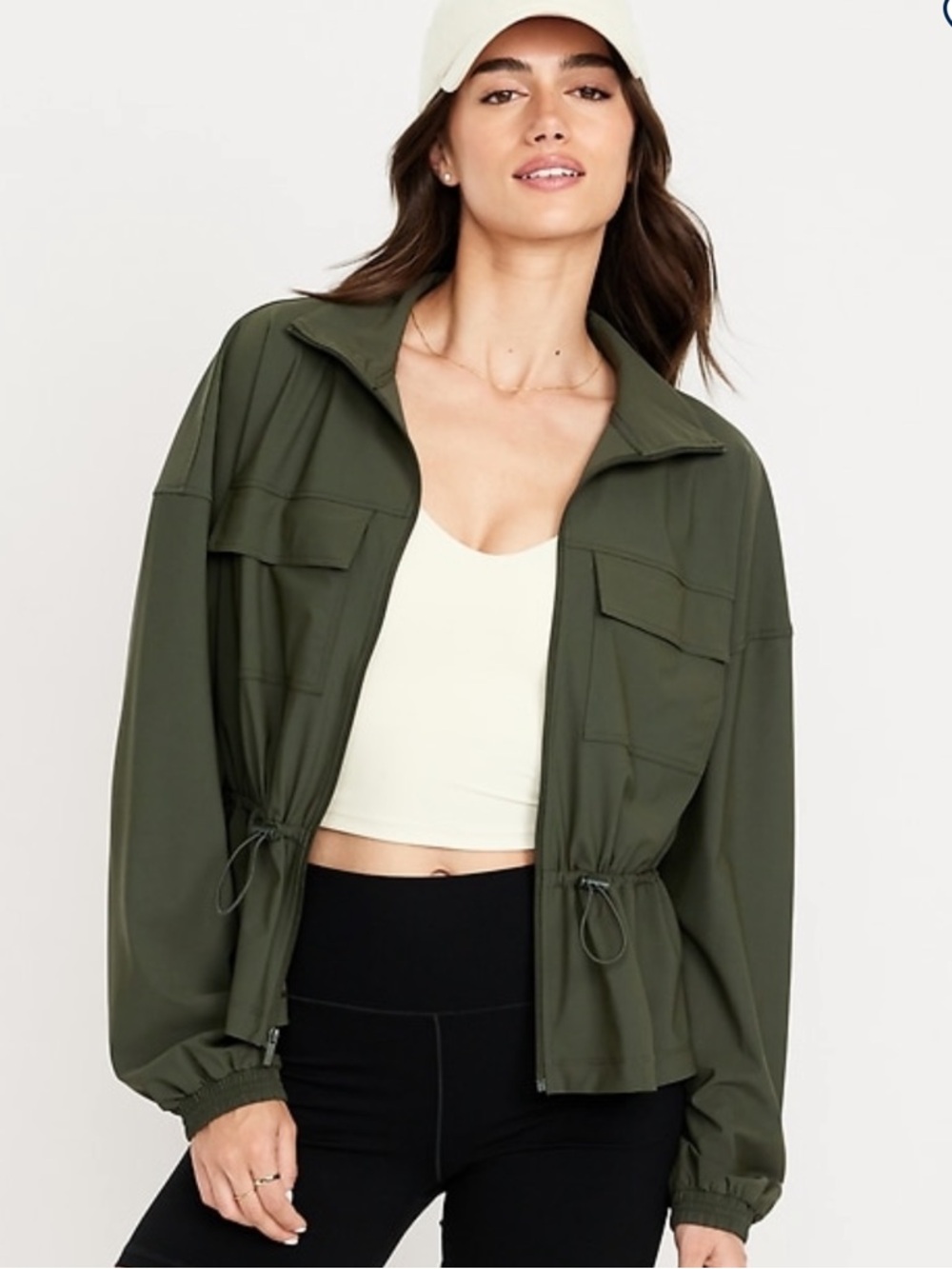 NWT Old Navy SleekTech Cinched-Waist Jacket Green Size Large